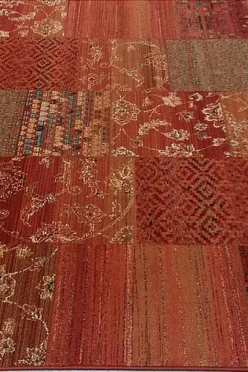 Luxus-Wollteppich ROYAL PATCHWORK red