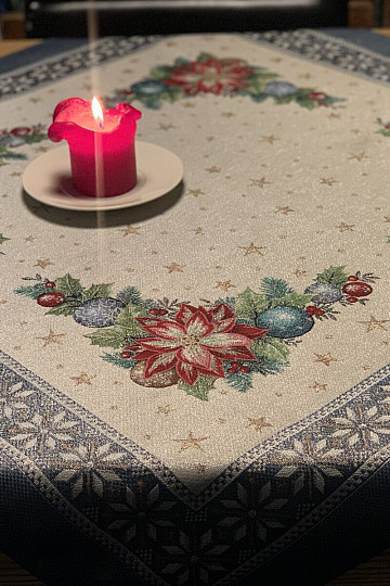 Weihnachtsteppiche Tischdecken und Schals CHRISTMAS STAR II blau