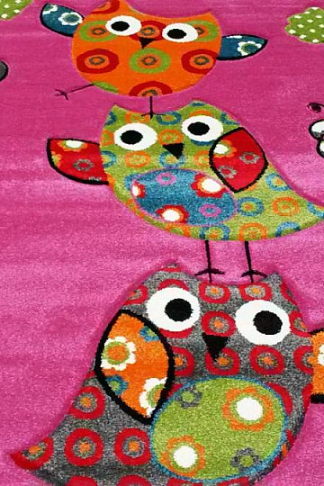 Kinderteppich EULEN und KLEINE EULEN pink