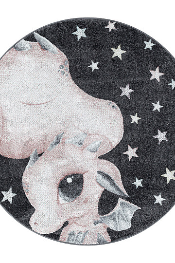 Runder Kinderteppich FUNNY Drache rosa