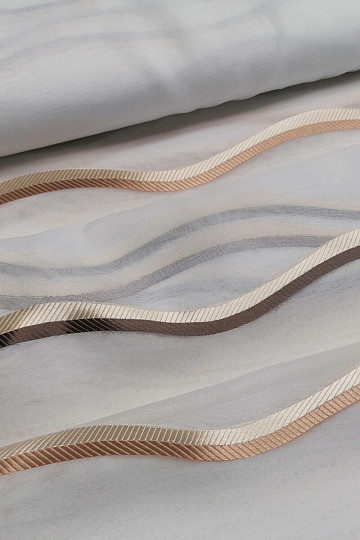 Luxus-Voile-Vorhang Streifen braun-gold