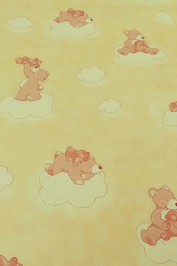 Dekostoff Teddybären auf einer Wolke - gelb