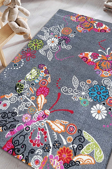 Kinderteppich MONDO 114 Schmetterlinge - grau