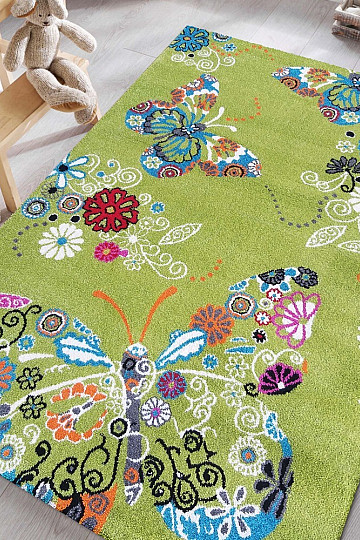 Kinderteppich MONDO 114 Schmetterlinge - grün