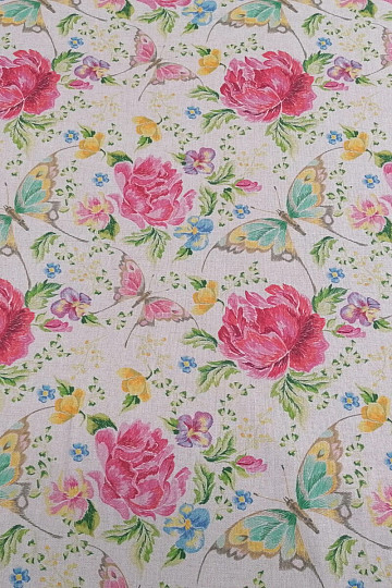Dekostoff Blumen und Schmetterlinge