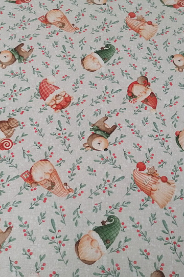 Weihnachtsdekorationsstoff Elfen und Hirsche
