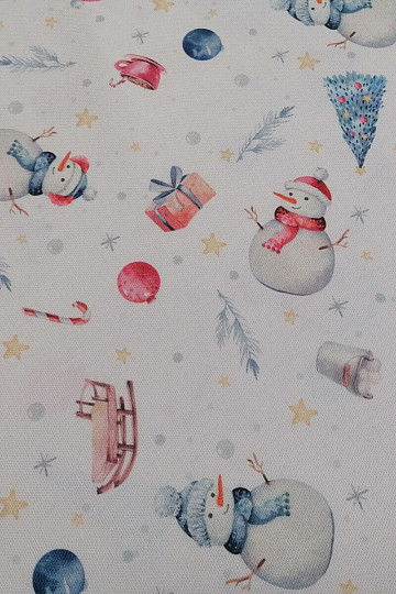 Weihnachtlicher Dekostoff SCHNEEMÄNNER