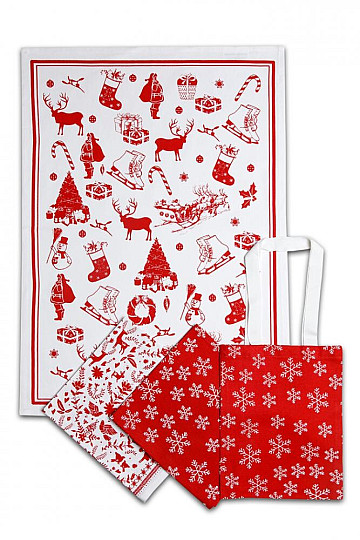 Handtücher in Segeltuchtasche - WINTERWEIHNACHTSMUSTER
