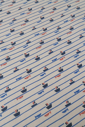 Baumwollstoff Tazio Boote - Linien