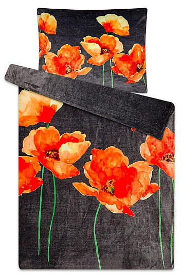 Mikroflanell-Mikrofaser-Bettwäsche - Mohnblumen