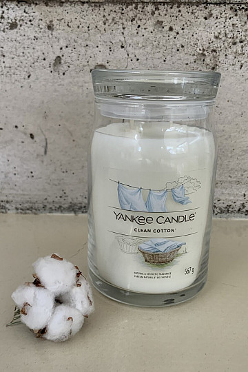 Kerze YANKEE CANDLE Duft CLEAN COTTON GLASS GROSS 2 DOCHTE