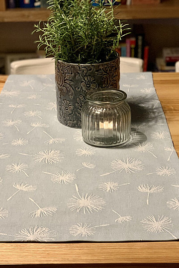 Tischdecke und Schal LÖWENZAHN st. Türkis