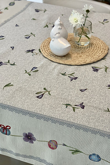 Tapisserie-Tischdecke und Schal OSTEREIER MIT VIOLETT