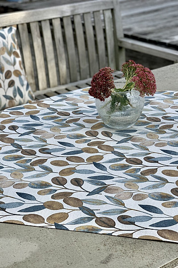 Tischdecke und Schal LISTY HOJAS blau