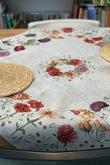 Gobelin-Tischdecke und Schal WIESENBLUMEN