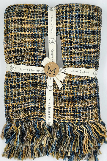 Luxuriöses Plaid YARA WOLF BROWN blau