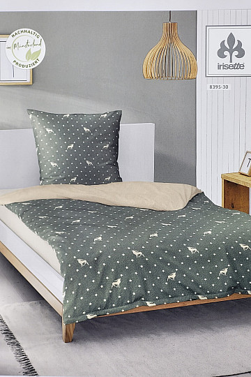 Luxuriöse Flanellbettwäsche IRISETTE 8395-30 PANDA grün