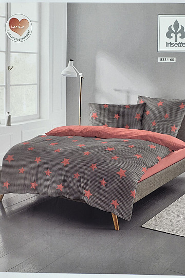 Luxuriöse Flanellbettwäsche IRISETTE 8334-60 DUBLIN rote Sterne