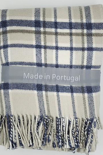 Decke KÁRO CREMEBLAU
