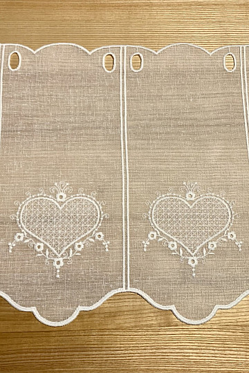 Luxuriöser bestickter Vorhang GERSTER HEART 11807 creme