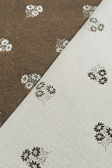 Dekostoff ALPENBLUMEN Jacquard BRAUN