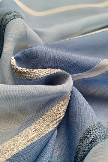 Voile-Vorhang BLAU-WEIßE STREIFEN