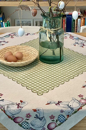 Gobelin-Tischdecke und Schal GRÜN KAROTE KÄFER