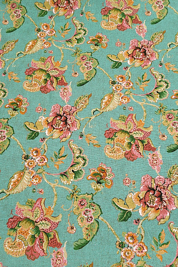 Dekostoff INDISCHE BLUMEN türkis