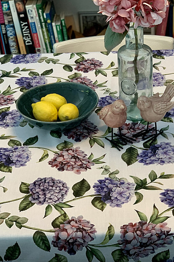 Tischdecke und Schal HORTENSIE BLAU