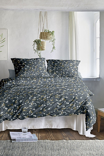 IRISETTE Luxus-Baumwollsatin WAVE 8565-20 BRANCHES grau