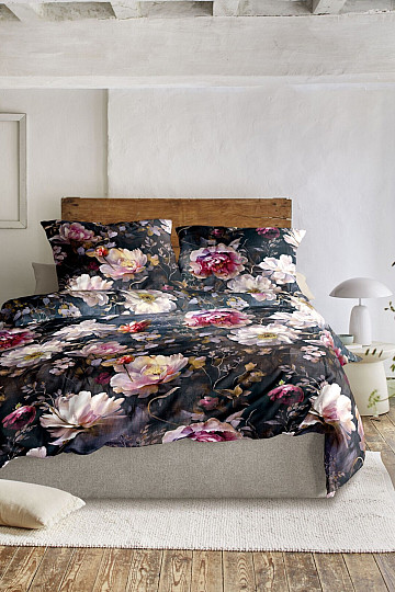 IRISETTE luxuriöser Baumwollsatin WAVE 8574-90 PFINGSTROSEN
