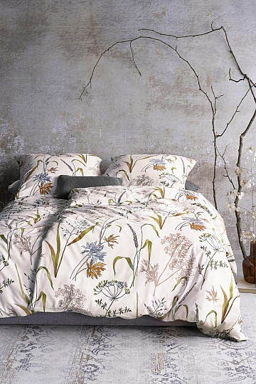 Luxuriöse Flanellbettwäsche IRISETTE KOALA 8425-90 WIESENGRAS weiß