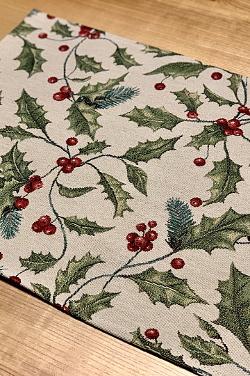 Gobelin-Tischdecke und Schal CHRISTMAS HOLLY