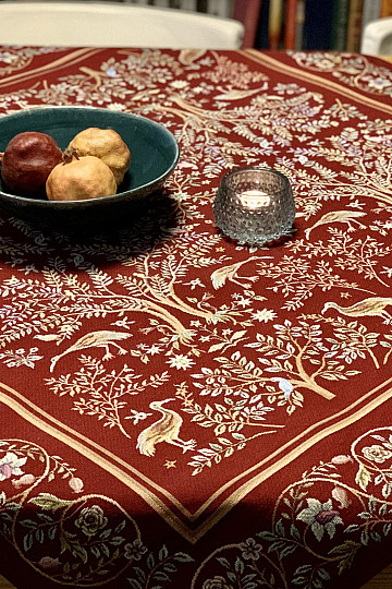 Gobelin-Tischdecke und Schal WILLIAM MORRIS Burgunderrot