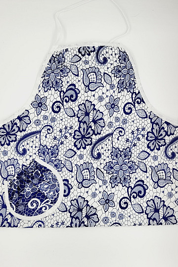 Schürze mit Latz WEISS BLAU