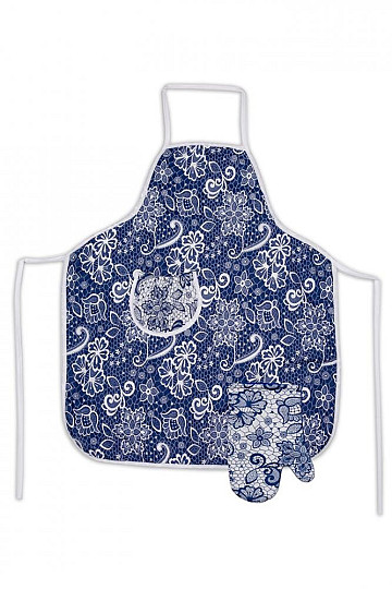 Schürze mit Lätzchen BLAU WEISS