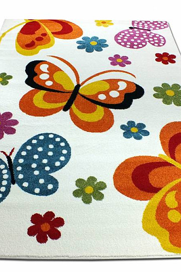Kinderteppich MONDO NEW Schmetterlinge weiß