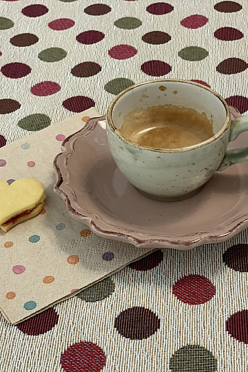Gobelin-Tischdecke und Schal POLKA DOT