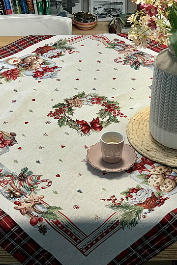 Gobelin-Tischdecke und Schal Weihnachtsplätzchen