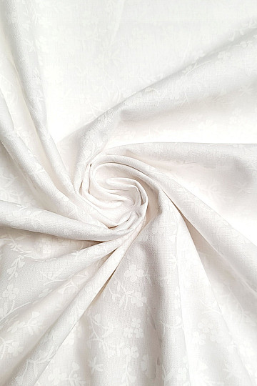 Baumwoll-Dekostoff MARGELIE Blume WEISS