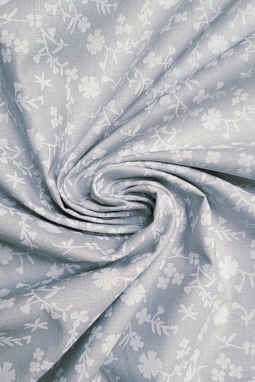 Baumwoll-Dekostoff MARGELIE Blumen GRAU