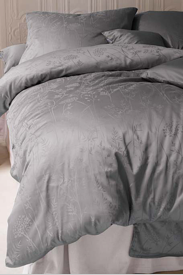 Luxuriöser Baumwolldamast RIO DUNKELGRAU