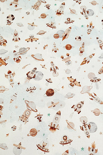 Baumwollstoff SPACE FUZBUZ