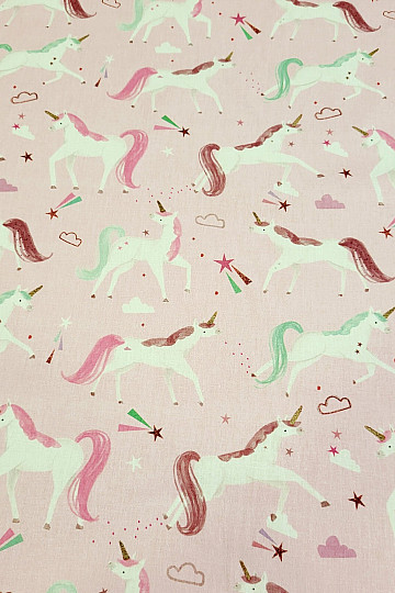Baumwollstoff mit bunten Einhörnern