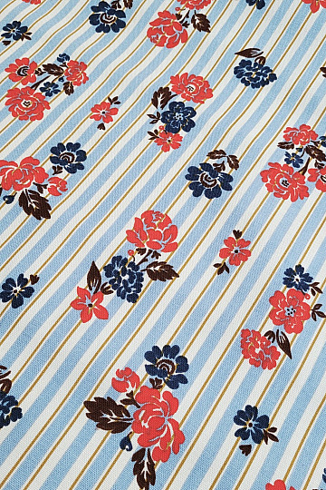 Baumwollstoff BLAU GESTREIFT RIMCHA