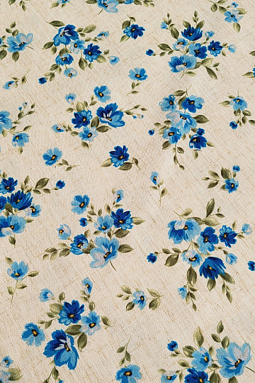 Dekorativer Stoff BLUMEN LINO blau