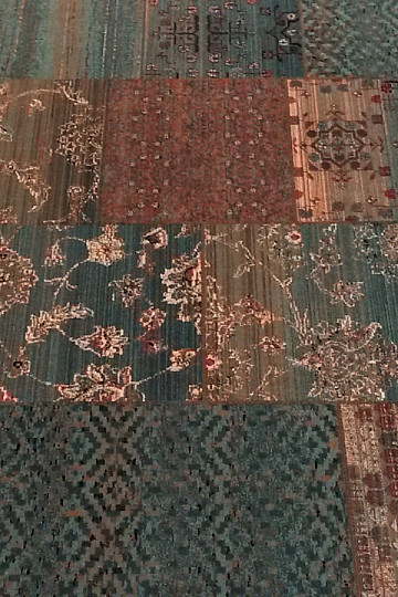 Luxus-Wollteppich ROYAL PATCHWORK grün