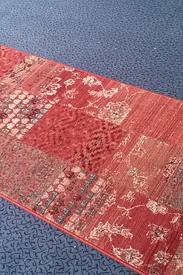Luxus-Läufer aus Wolle ROYAL PATCHWORK rot