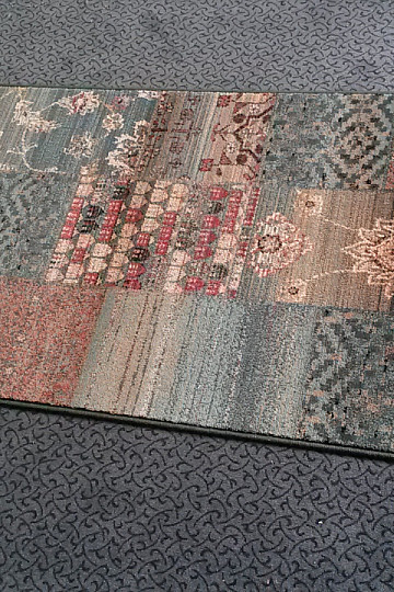 Luxus-Läufer aus Wolle ROYAL PATCHWORK grün