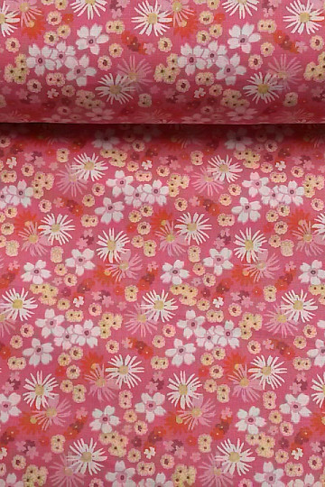 Dekorationsstoff ZINIA Blumen pink